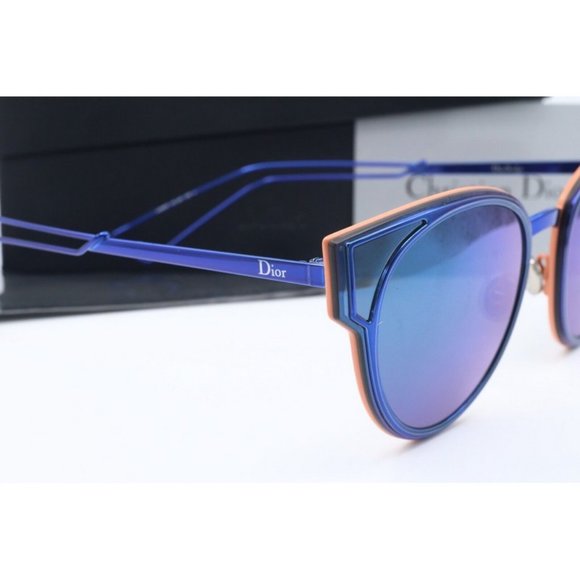 New Christian Dior Sculpt KN9T5 Cat Eye Blue Sunglasses Green Mirror Lenses 63mm main image 3